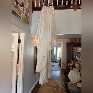 Elegant White Designer Wedding overskirt with Delicate Embroidery